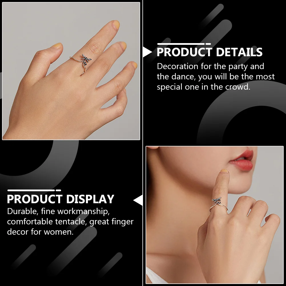 Sterling Silver Dragonfly Ring Girl Finger Rings Insect S925 Jewelry Miss Jewlery