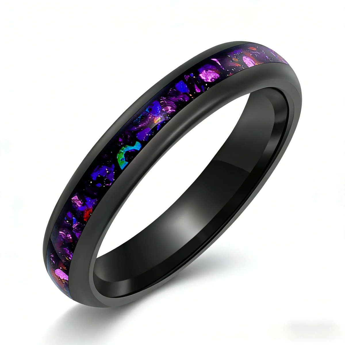 

Diamond women's new jewelry 4MM tungsten steel ring electroplated black inlaid blue purple gravel women's jewelry gift