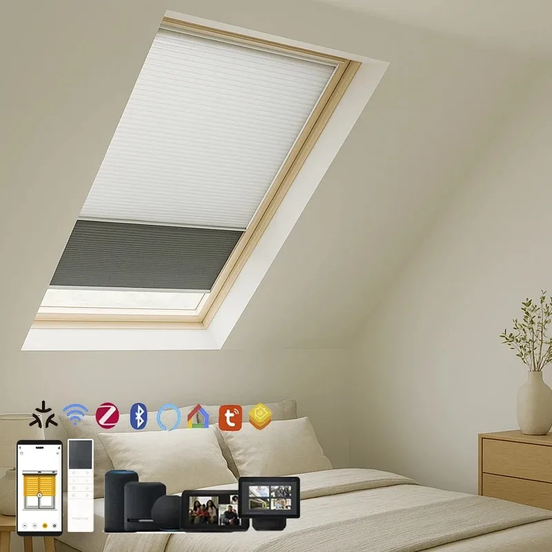 【Best Selling】Skylight Day Night Honeycomb Pleated Blinds Roof Window Shades With UV Resistant Polyester Fabrics Energy Efficien