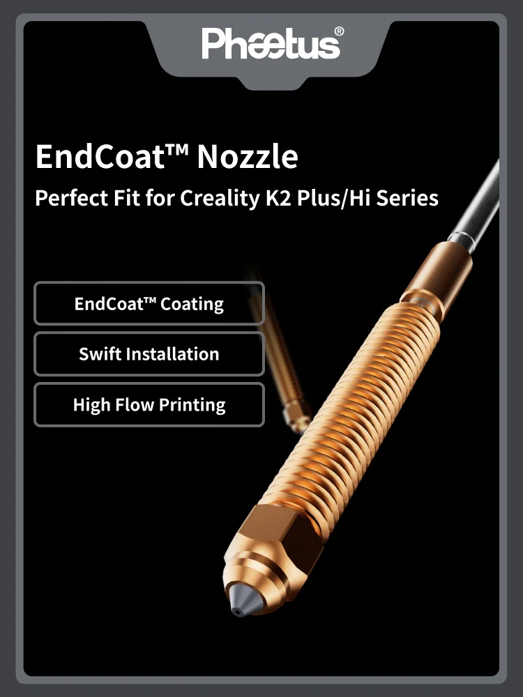 

Phaetus EndCoat™ K2 Plus Nozzle Quick-Swap Nozzle Kit High Flow All-metal Design For Creality K2 Plus Hi Combo 3D Printer
