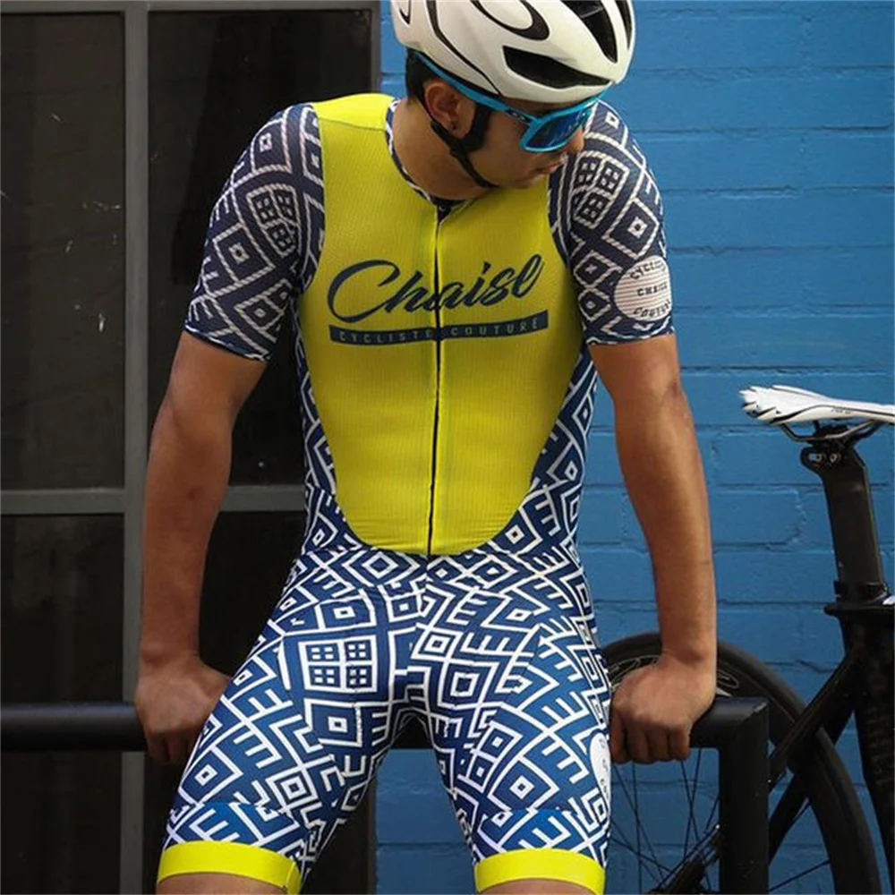 Tuta Da Triathlon Uomo Manica Corta – Body Ciclismo Con Fondello Gel, Occhiali E Guanti Inclusi, Per Nuoto, Corsa E Bici, Poliestere Traspirante - copertina