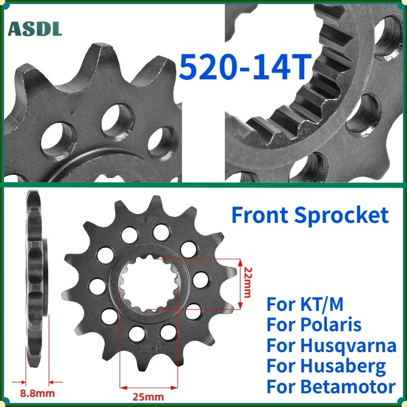 For Polaris 450 525 Outlaw 520 14T 20CrMnTi Moto Front Sprocket for KT/M 200 250 300 XC-W 450 500 520 525 EXC Enduro XC-W EXC-F