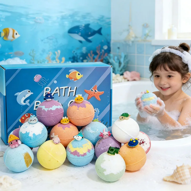 6/12PCS/CAJA Bombas de Baño para Niños con Juguete Sorpresa, Bolas Efervescentes para Baño de Burbujas, Regalo de Spa para Niños y Niñas, Recuerdo de Fiesta