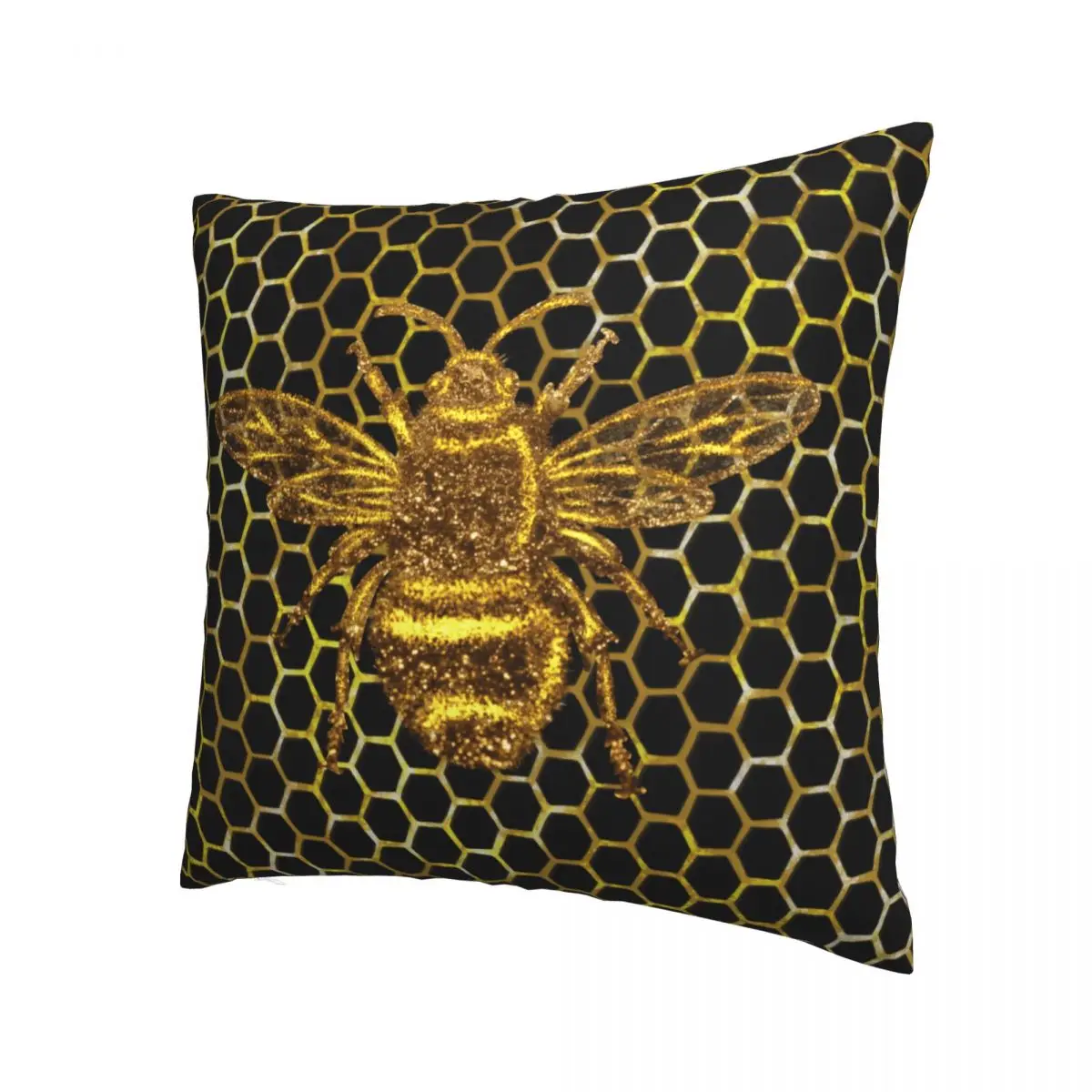 Gold Sparkling Queen Bee Pillowcase Printing Polyester Cushion Cover Decorations Golden Throw Pillow Case Cover Home Square