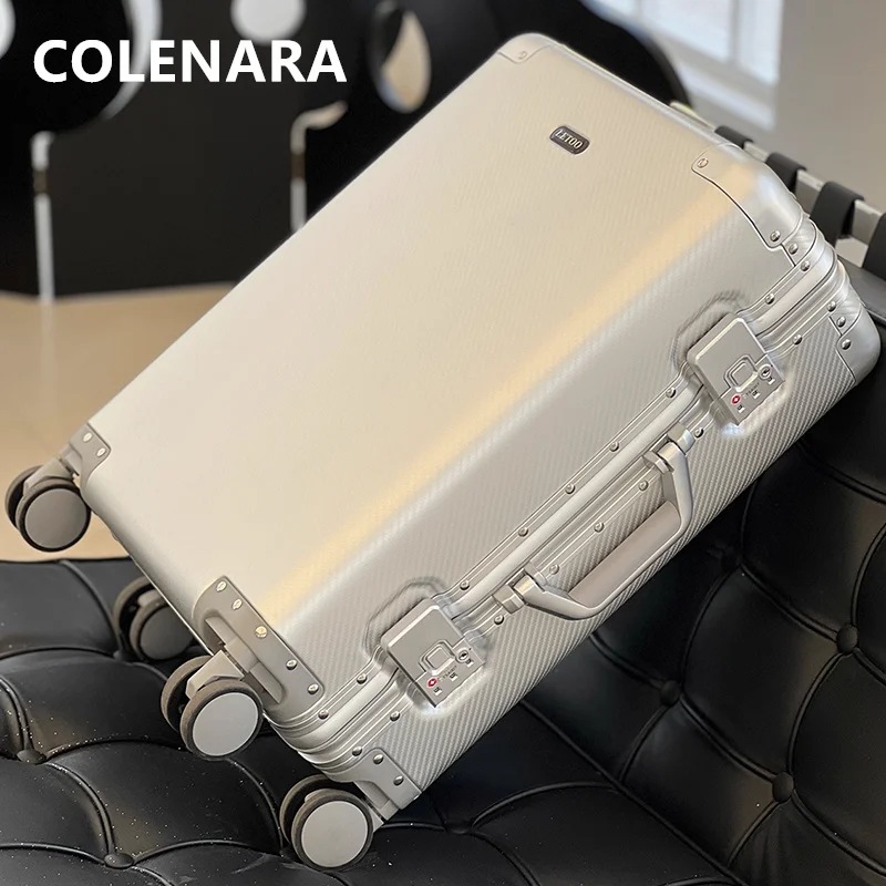 

COLENARA Men's 20“26 Inch Suitcase Full Aluminum Magnesium Alloy Trolley Case Student Boarding Box Women's Rolling Suitcase