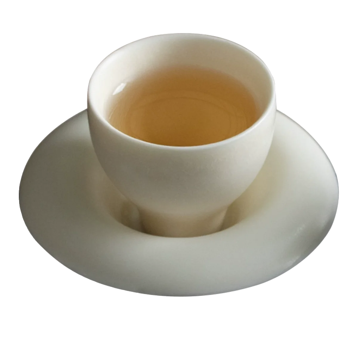 Matte Ceramic Tea Cup with Coaster Single Cup White Porcelain Drinking Cup Flower Pattern Cup Holder for Hostess Small Guest Cup - view 5