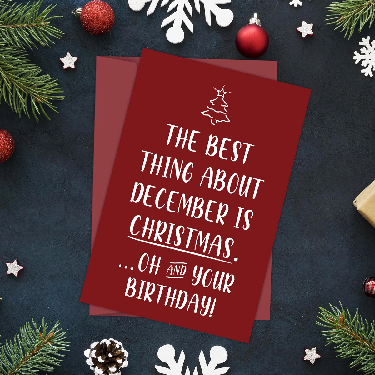 1pc Festive Christmas Birthday Card with Envelope,Funny December Birthday Card,Merry Christmas Greeting Card,Gift for Him Her