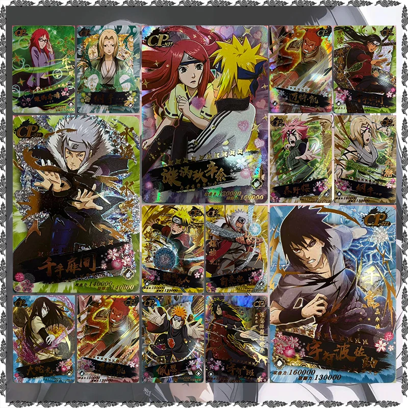 Anime NARUTO Rare CP Game Madara Pain Might Guy Orochimaru Sasuke Jiraiya Tsunade Karin Collectible Cards Birthday Toy Gift