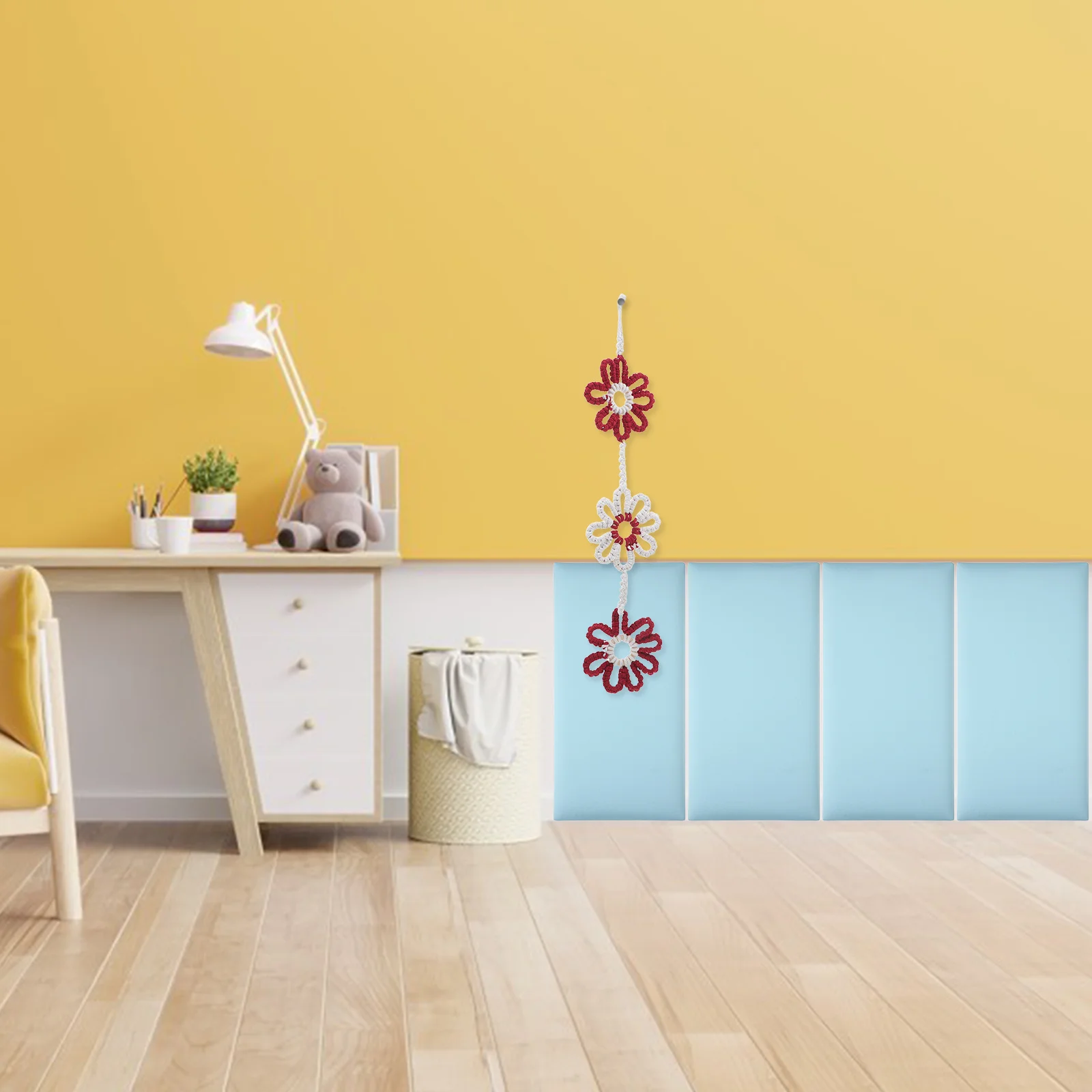 

Handwoven Colorful Cotton Rope Sunflower Tassel Wall Hanging Kids Room Boho Nursery Decorative Tapestry Boho Fall Decor