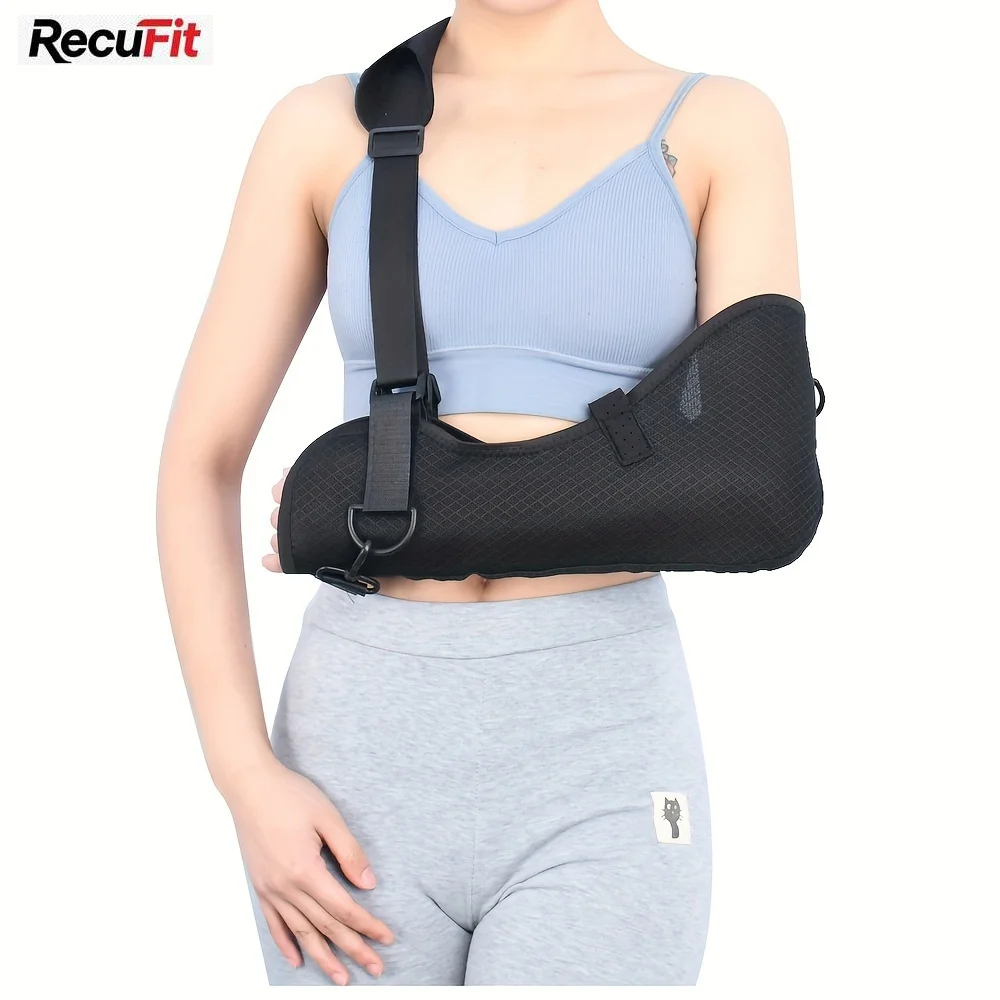 Adjustable Post-Surgery Shoulder Sling - -Grade Rotator Cuff Support with Breathable Mesh Arm Brace, Shower & Bath Sling