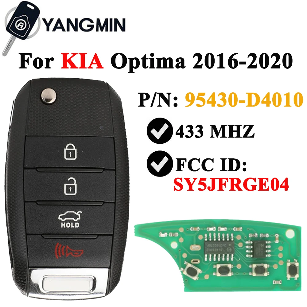 YANGMIN Car Key Fob 433MHz No Chip For KIA Optima 2016 2017 2018 2019 2020 FCC ID: SY5JFRGE04 95430 D4010 95430-D4010 Remote YANGMIN Car Key Fob 433MHz No Chip For KIA Optima 2016 2017 2018 2019 2020 FCC ID: SY5JFRGE04 95430 D4010 95430-D4010 Remote