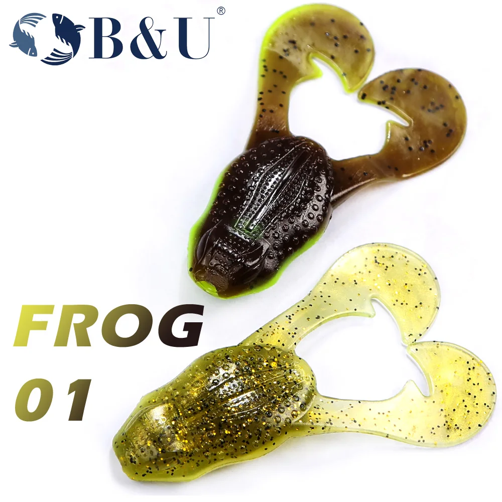 B&U 73mm Schwimmende Weiche Angeln Köder Frosch Köder Forelle Bass Köder Silikon Swimbait Jigging Wobbler Für Hecht Künstliche gummi Köder – Detail 5