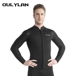 Oulylan 3mm Neoprene Long Sleeved Split Men Diving Jacket Warm Sunscreen Swimming Surfing Deep Snorkeling Wetsuit Top