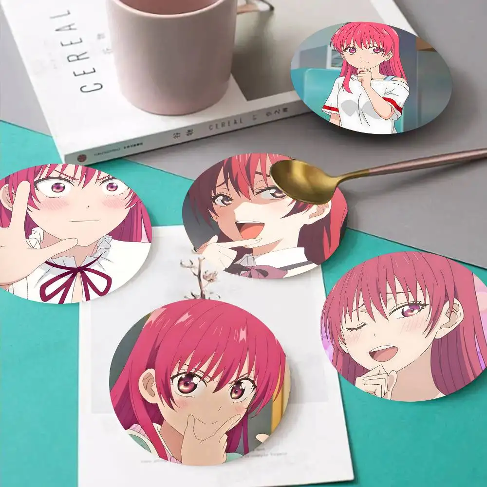 1pc Saki Saki Girlfriend, Girlfriend Wooden Coaster Colour Printing Cup Mat Home Desk Decoration Gifts