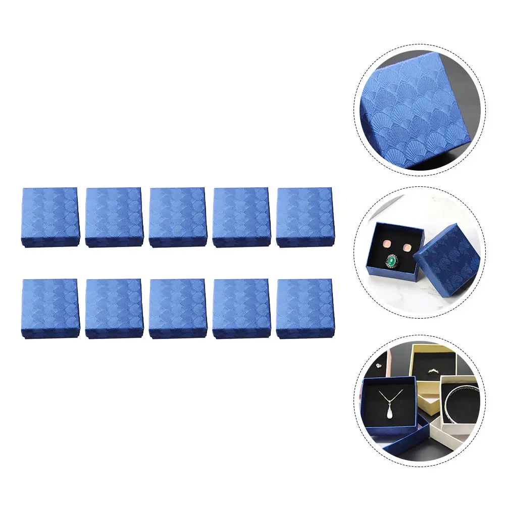 

10 шт., коробка для хранения ювелирных изделий, прочный футляр для ювелирных изделий с узором в виде ракушки, подарочная коробка для ожерелья, колец, браслетов, сережек, хранения