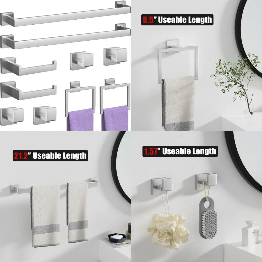 

Набор оборудования для ванной комнаты из матового никеля из нержавеющей стали — вешалка для полотенец 23,6 дюйма с набором аксессуаров из 10 предметов для современной ванной комнаты