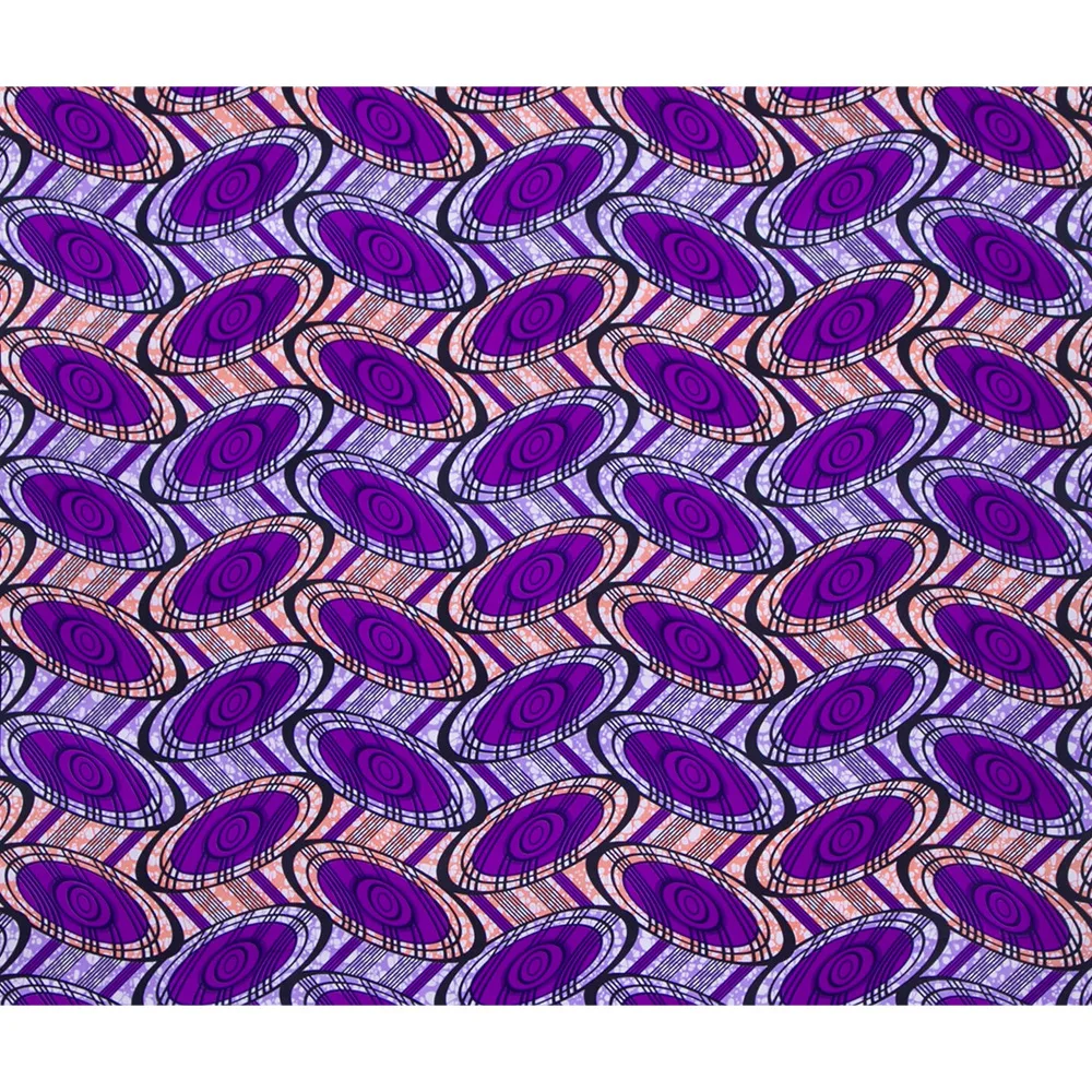 Purple Veritable Wax Guaranteed Real High Quality Wax Print Fabric Pagne African Ankara Polyester Fabrics 6 Yards For Garment