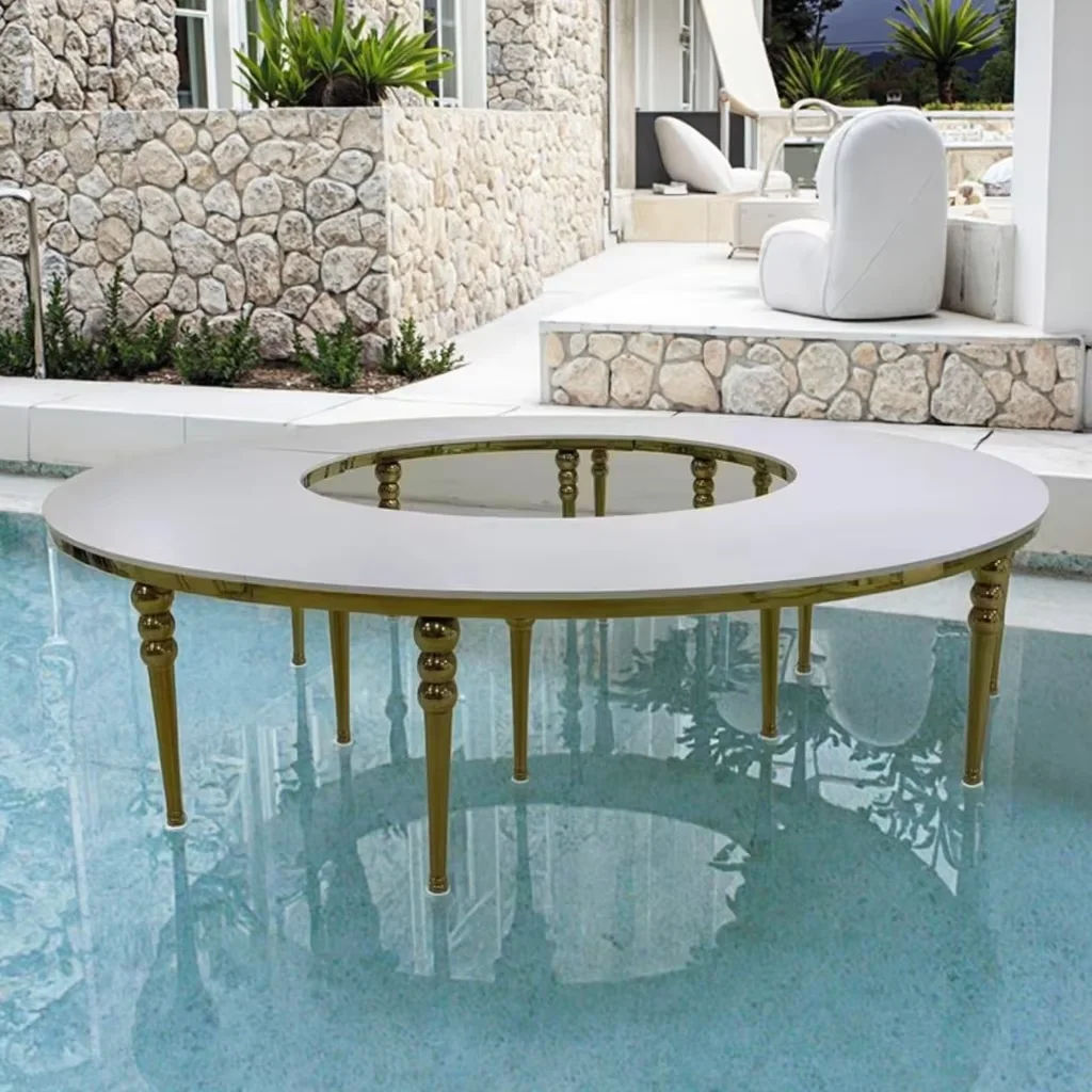 *Frame Top Snake Wedding Table Gold Stainless Steel Dining Table Modern Hotel Furniture Banquet Event