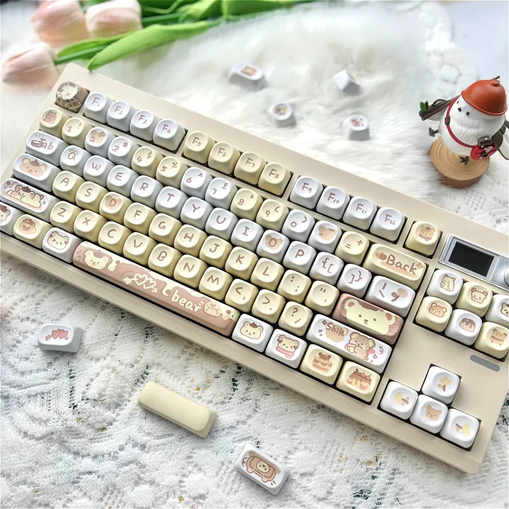 MOA Cartoon Keycap Set PBT 132 Keys Animation Cute Kitten Bear Dog per 60/64/84/98/108 Gaming tastiera meccanica MX Switch