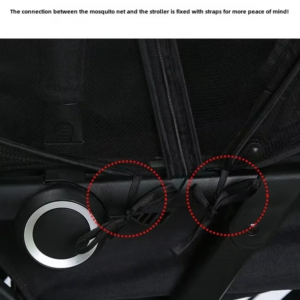 New Ventilate Stroller Mosquito Net Mesh Zipper Pushchair Mosquito Net Cartoon Embroidery Folding Baby Mosquito Cover Kids