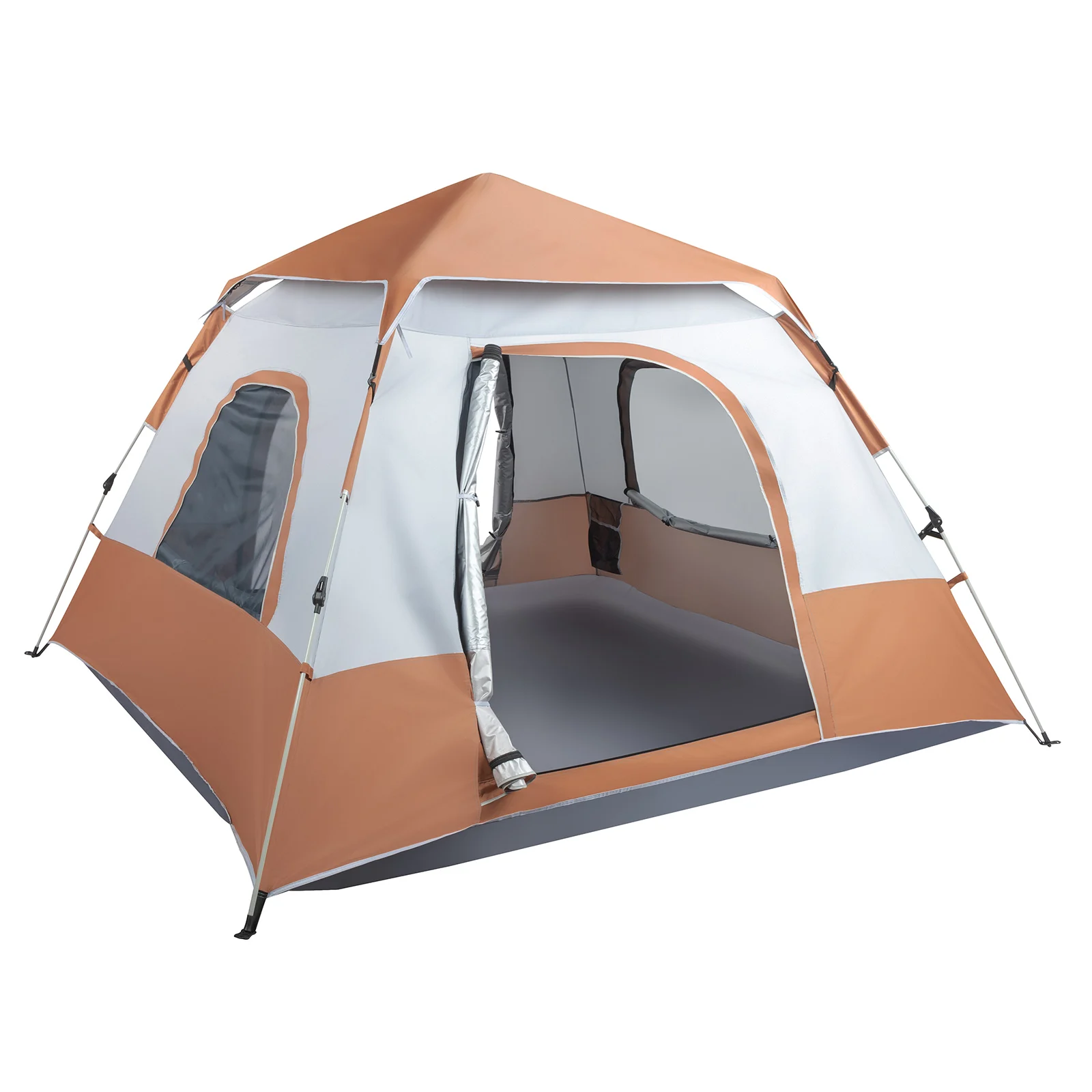 

4 Person Family Camping Tent, Brown Instant Pop Up Tent, Spring Quick Automatic Setup Waterproof Windproof Outdoor Tent, Portable Lightweight Foldable Shelter, All-Weather Breathable Space Design, Perfect for Camping, Hiking, Picnic, Travel, Backyard and