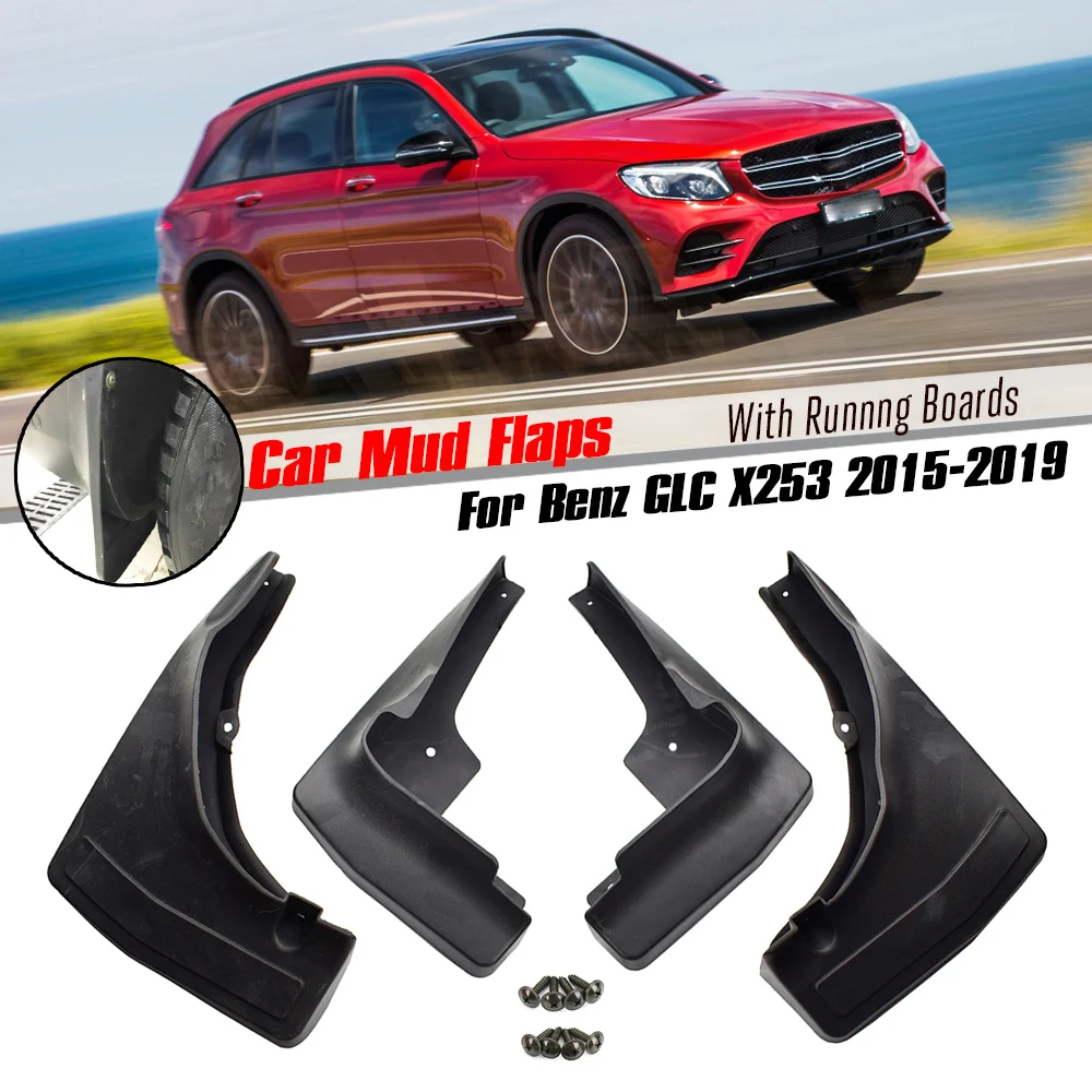 4pcs For Mercedes Benz GLC Class X253 2016 - 2019 W/RB Mud Flaps Splash Guards Mudguards Front Rear Fender 2017 2018