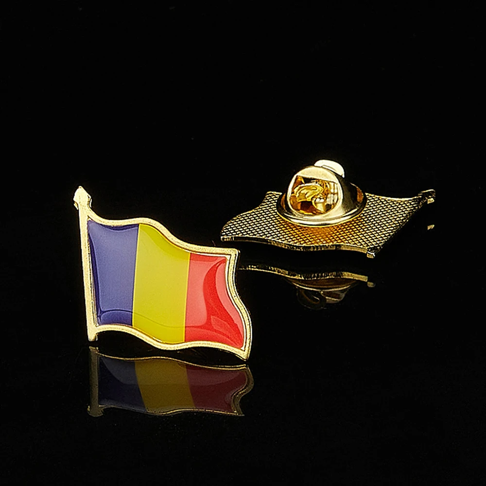 African Country Republic of Chad Enamel Metal Waving Flag Lapel Pin Brooches Badge Jewelry