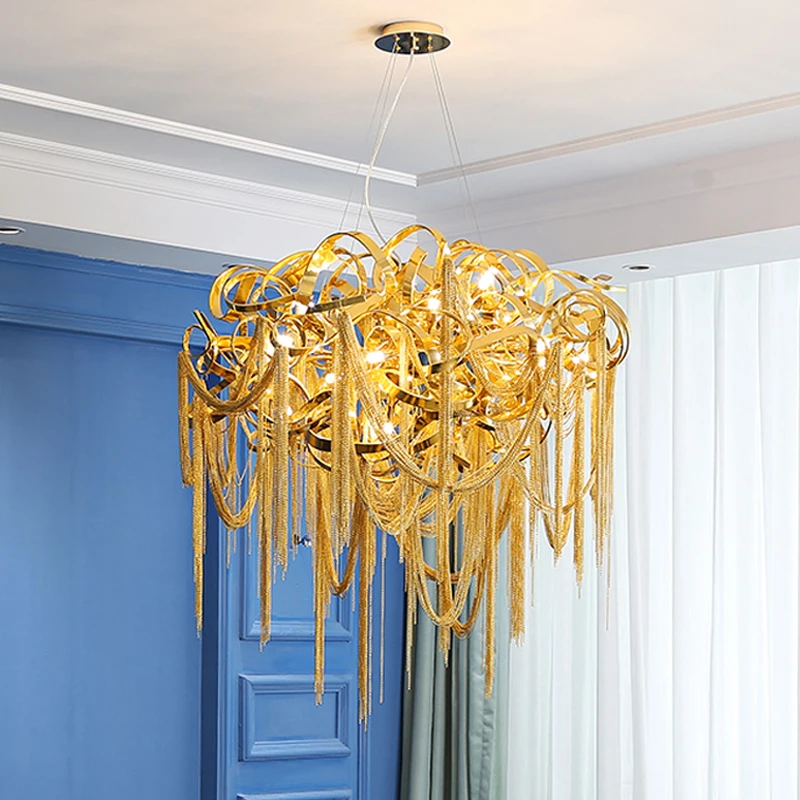

French Chandelier Luxury Creative Indoor Lighting Led Golden Luster Tassel Lighting Living Room Bedroom Dining Room Chandelier