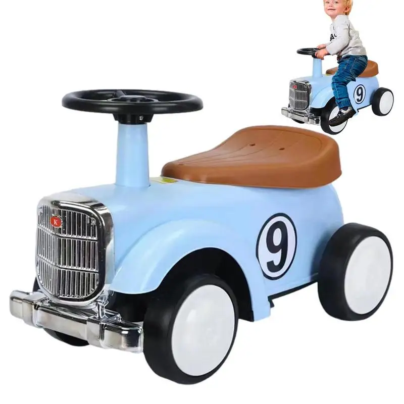 Kids Ride On Toys Retro Ride On Push Toy Car Ride On Car With Steering Wheel Learning To Walk Toys With Anti-Rollover Wheels