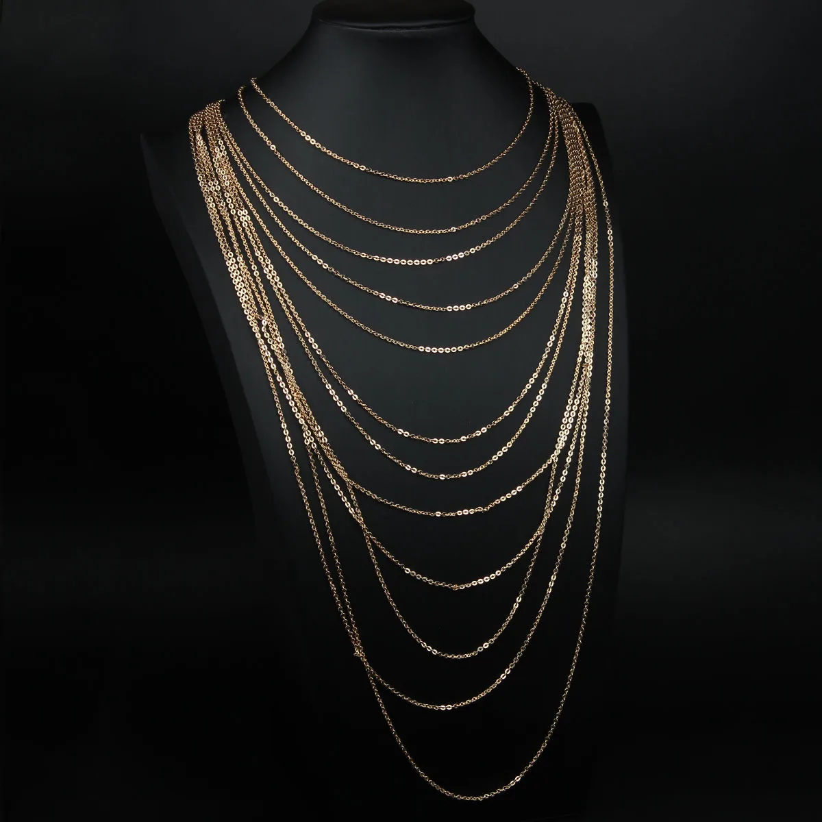 

2026 New Europe and America Exaggerated Multi-Layer Metallic Chain Necklace for Women Sliver and Gold color