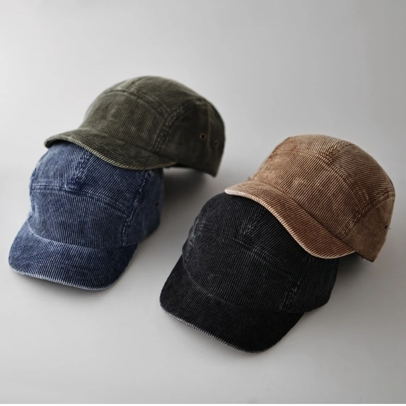

Japanese Solid Color Five-panel Corduroy Short-brimmed Baseball Caps Autumn and Winter Men and Women Casual Warmth Hip-hop Hat