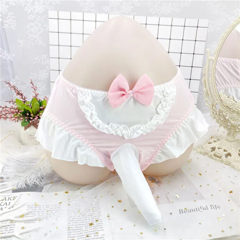 

Милое мужское нижнее белье для трансвеститов в стиле Sissy с милым бантом, сексуальные трусы с подтяжкой бедер, пуленепробиваемые, отдельная сумка, треугольные трусы, мужские