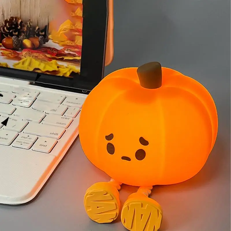 Cute Pumpkin LED Night Light Cartoon Silicone Lamp USB Rechargeable Timing Sleeping Lamp Bedroom Decoration for Children Gift