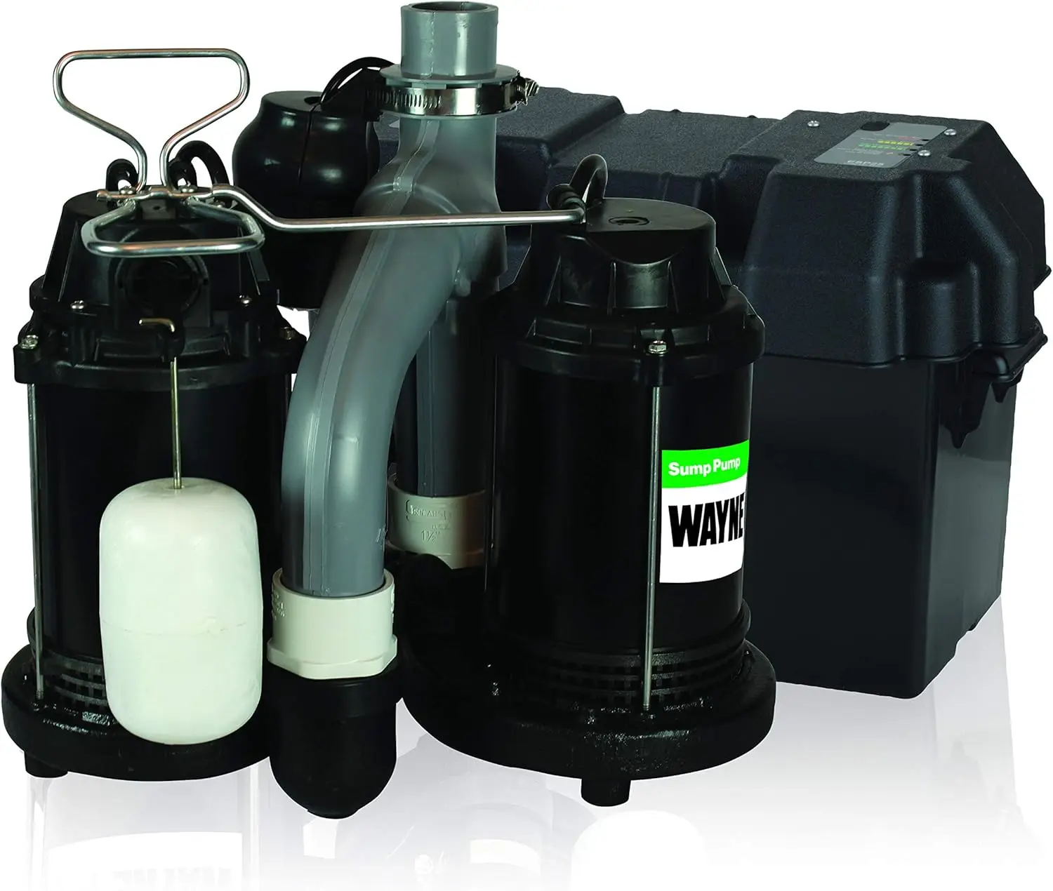 WAYNE - 1/2 HP Basement [Sump] [Pump] System with Integrated Vertical Float Switch and 12 Volt [Battery] Back Up Capability