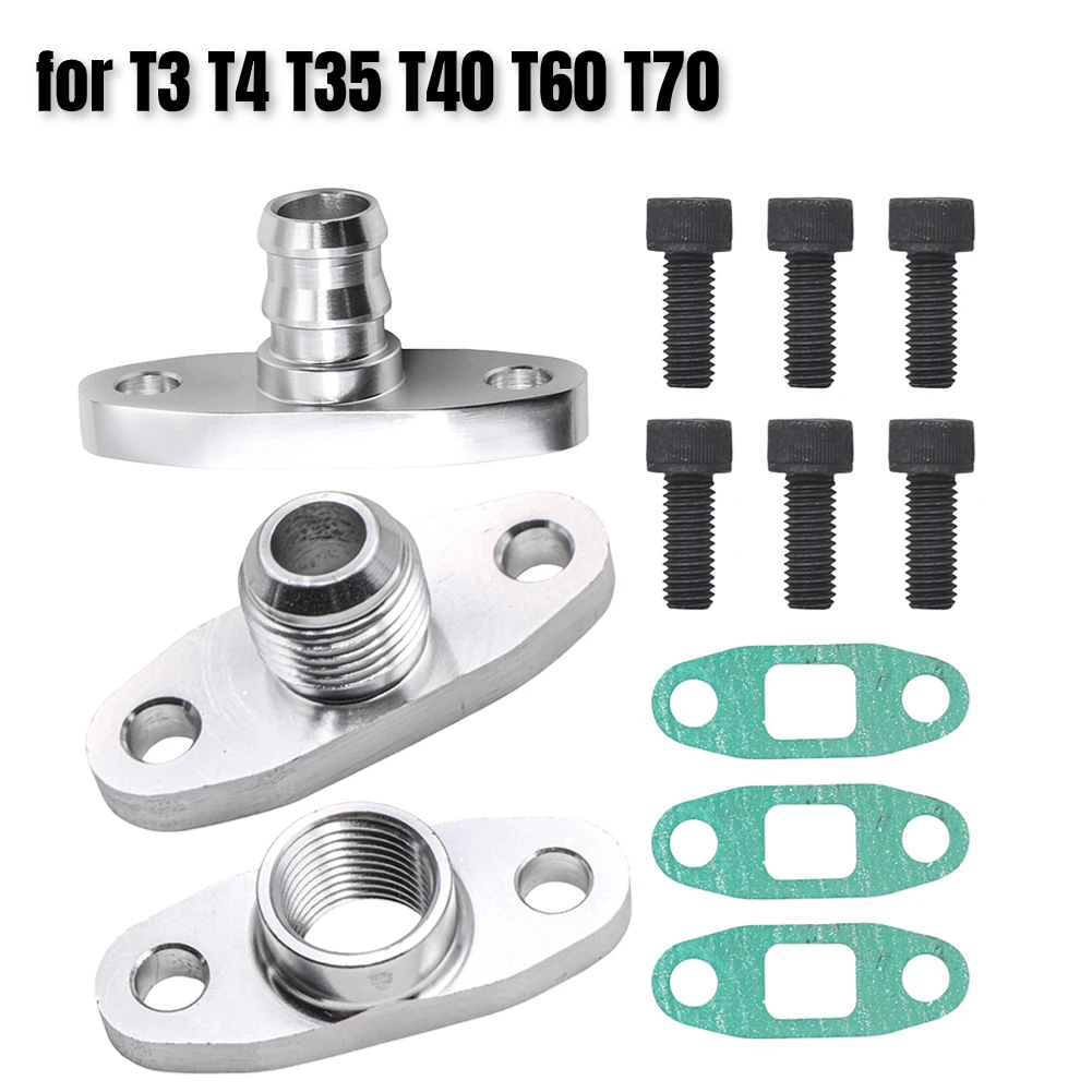 Turbo Oil Drain Outlet Flange Gasket Adapter Kit Set Turbocharger Aluminum 10AN Fitting for T3 T4 T35 T40 T60 T70 Accessories