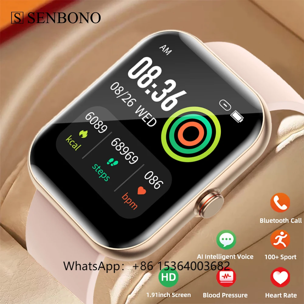 

TJXL-SENBONO A221 New square Big Screen Women Smart Watch Answer Call Sport Watch Fitness Tracker Waterproof 2023 Smartwatch Me