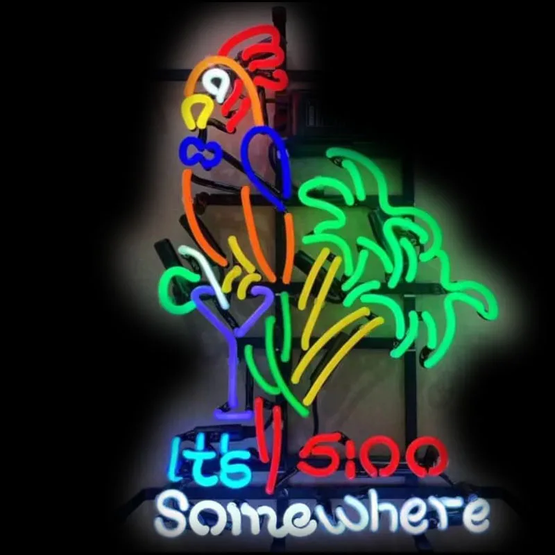 Neon Sign It is 500 Somewhere Parrot Palm Tree Handmade Glass Neon Tube Beer Bar Pub Club Wall Decor Man Cave Store Party Indoor