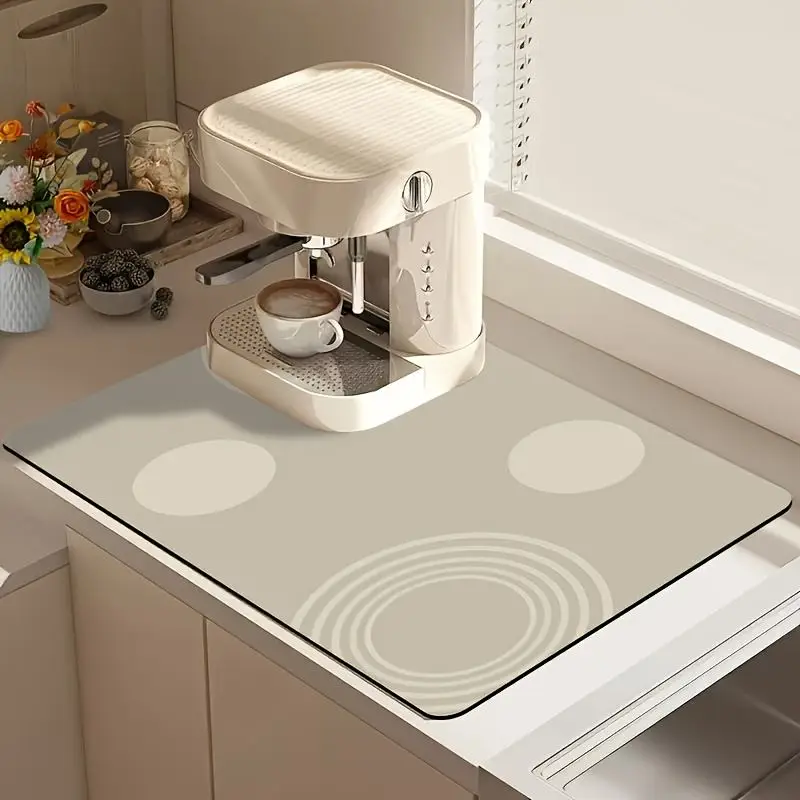 Kitchen Drainage Mat Khaki Argyle Grid Cushion Super Absorbent Espresso Coffee Maker Pad Heat Resistant Tableware Dinner Rug