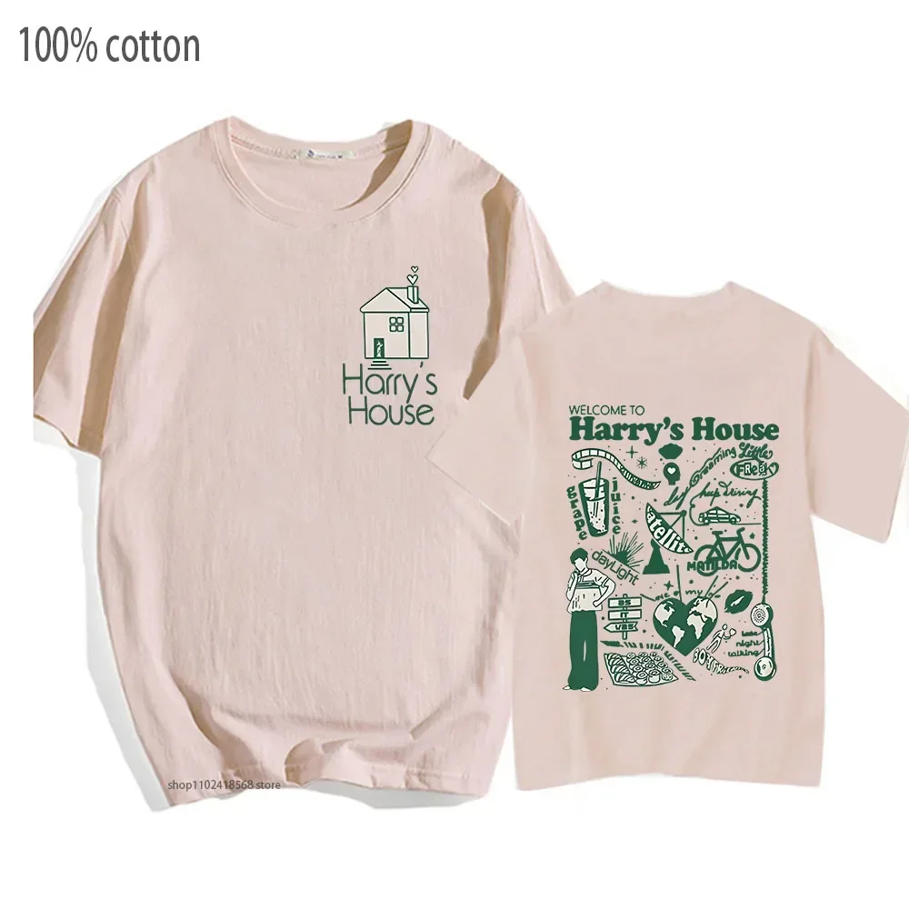 

Harrys House Love on Tour T-Shirts Lovely Cartoon Print Tshirt Retro Man's Tees 100% Cotton Summer Clothes Soft Women Men Tops