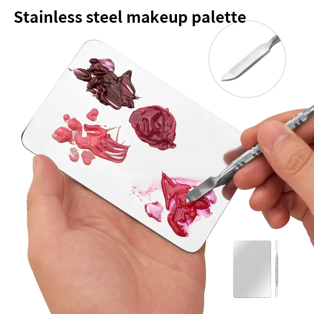 Makeup Palette Beauty Mixing Tray with Spatula Long Artist Stamping Set Tools Nail-Art Cosmetic Lovers Learners