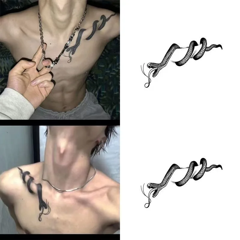 

Adult Art Design Temporary Tattoos，Lasts 1-2 Weeks,Waterproof, Realistic Look, No Adhesive, No Reflection，Snake.
