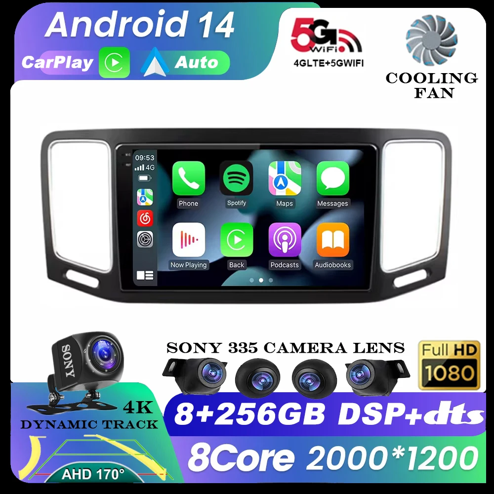 Android 14 Auto For Volkswagen VW Sharan 2012 - 2017 2018 Car Radio Multimedia Video Player GPS Stereo 4G+WIF Carplay 360 Camera