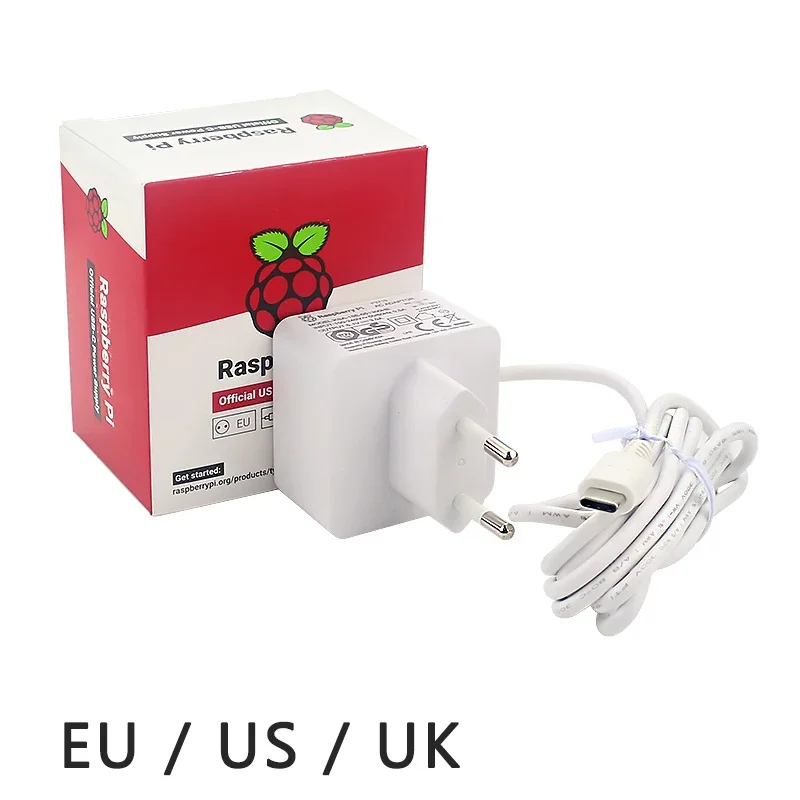 Original Raspberry Pi 4 Alimentation USB-C officielle 5.1V 3A Chargeur d'alimentation blanc Adaptateur secteur pour Raspberry Pi 4 Modèle B