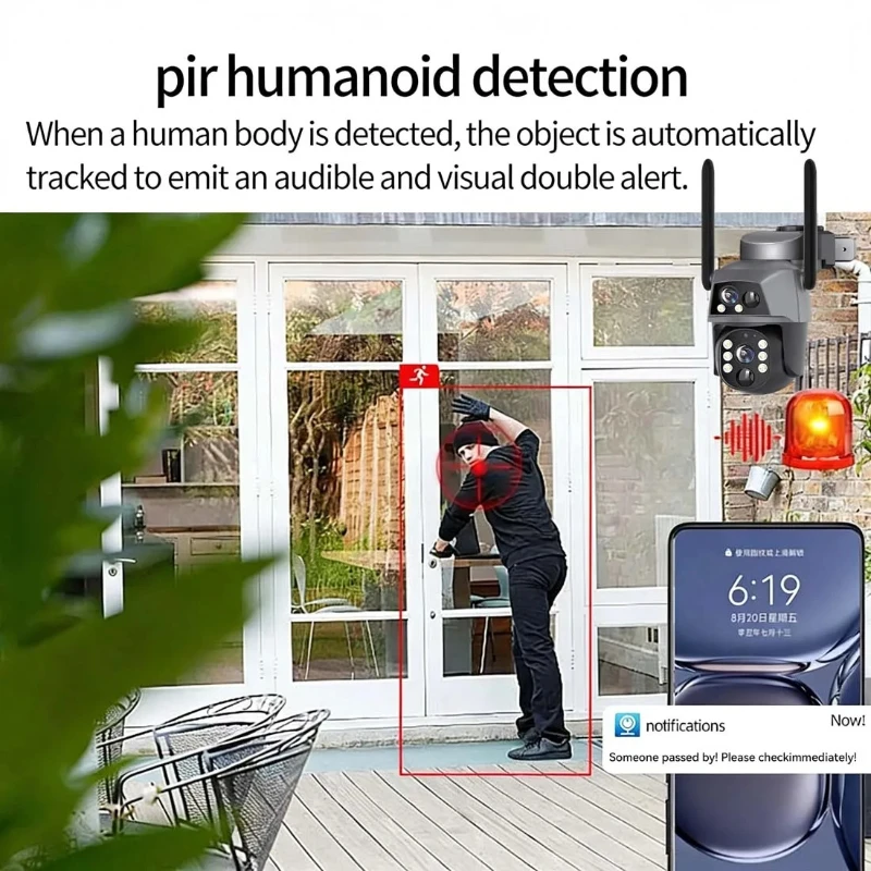 PEGATISAN 8MP 4K 4G Dual Lens Solar-Powered CCTV Camera with PIR Human Detection WiFi Night Vision And Battery Powered Security