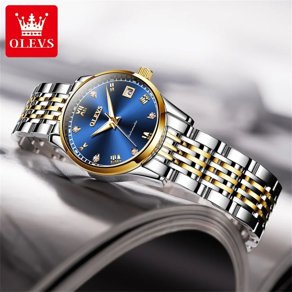

OLEVS 6602 Ladies Watch Luxury Fashion Waterproof Automatic Mechanical Watch Stainless Date Steel Watch For Women Bracelet Set