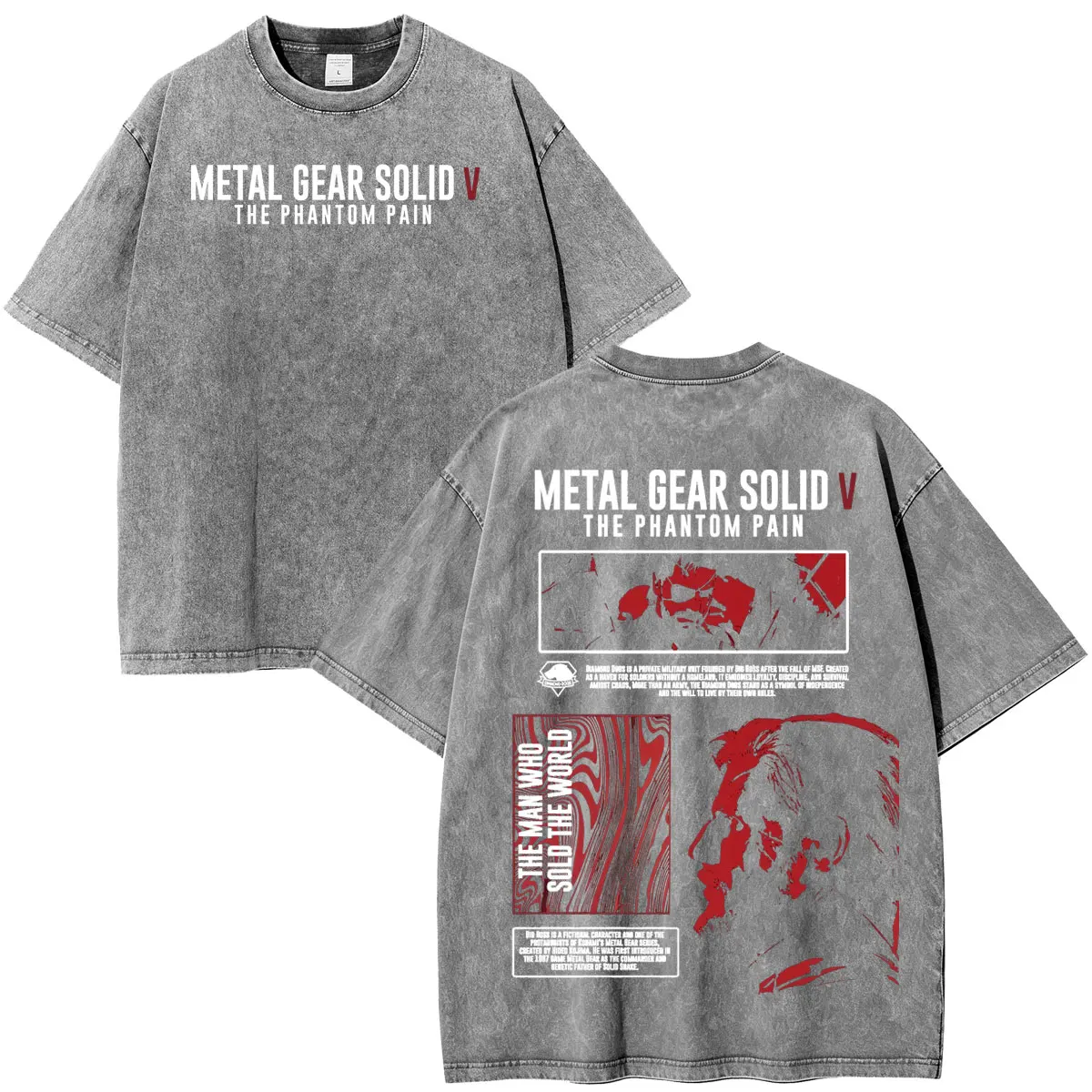 GAME Metal Gear Solid 5 The Phantom Pain Venom Snake Vintage Washed T-shirts Men Women Oversized Short Sleeve T Shirt Streetwear