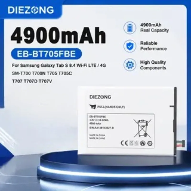 Upgrade 4900mAh EB-BT705FBE 3.8V Battery for Samsung Galaxy Tab S 8.4 Wi-Fi LTE / 4G SM-T700 T700N T705 T705C T707 T707D T707V