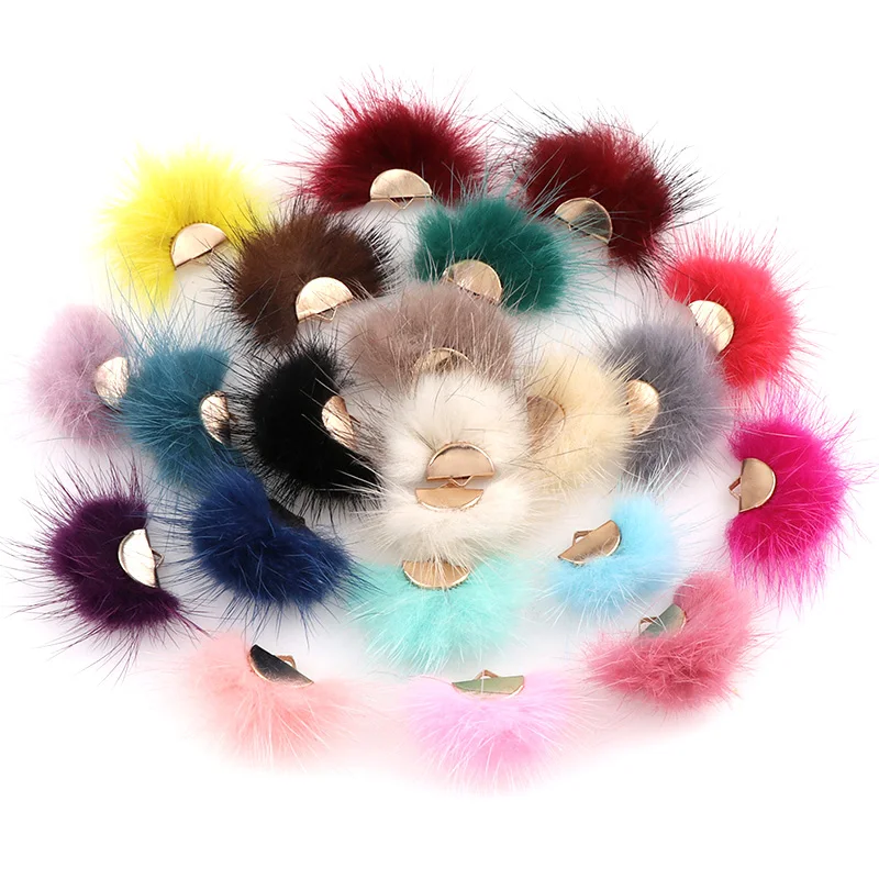 5pcs Fluffy Fan Shape Imitation Mink Fur Pendant Handmade Earrings Hair Ornaments Keychain DIY Material Jewelry Accessories