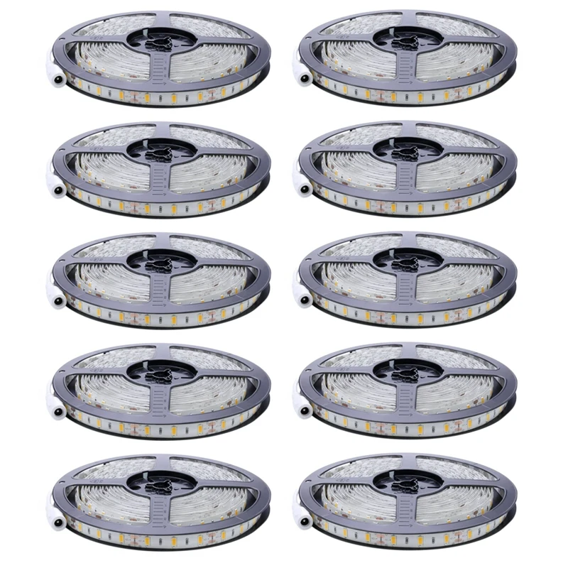 10X Flexible 5M DC 12V 36W SMD 2835X300 Leds IP20 Warm White(3000K) LED Strip Band Lights