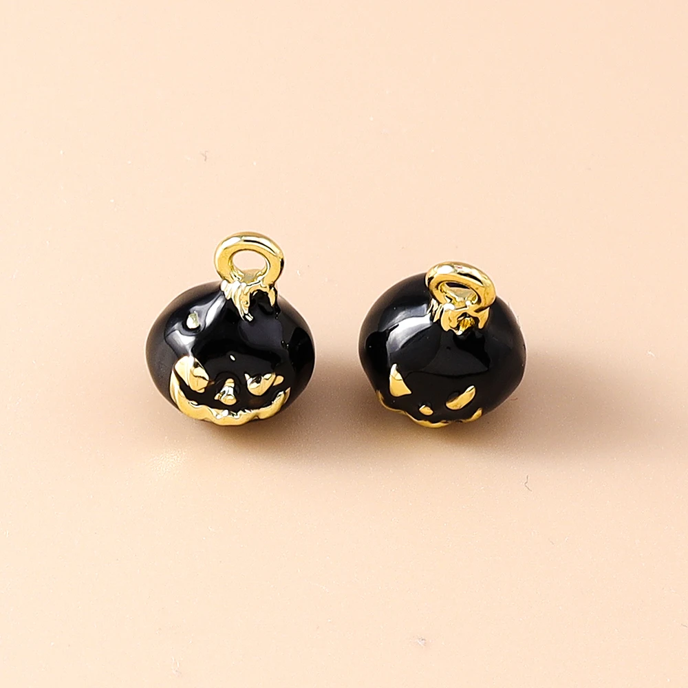 Leslie 5 Stück Niedliche Mini-Halloween-Kürbis-Anhänger, Charm-Perlen für DIY-Schmuckherstellung aus Sterlingsilber – Detail 6